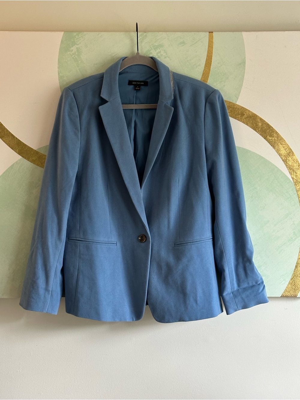 Anne Taylor Light Blue Single-Button Blazer